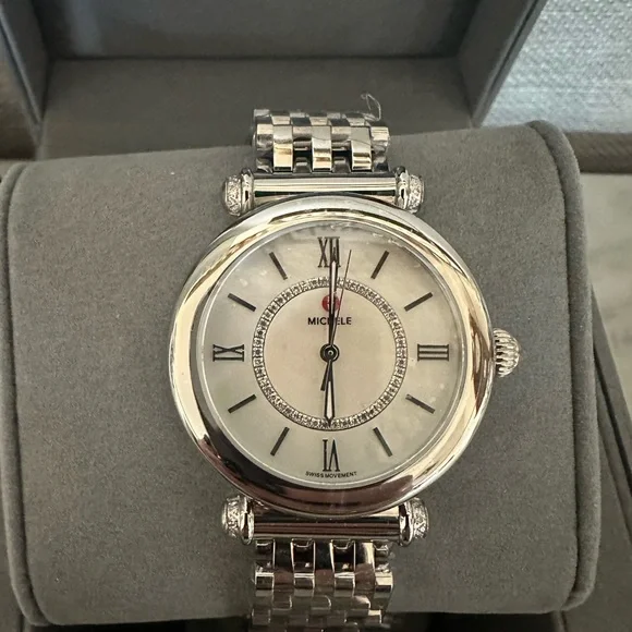 Michele Caber Watch 35mm Silver Michele Caber Diamond MOP Stainless Steel Mother of Pearl  main image 4
